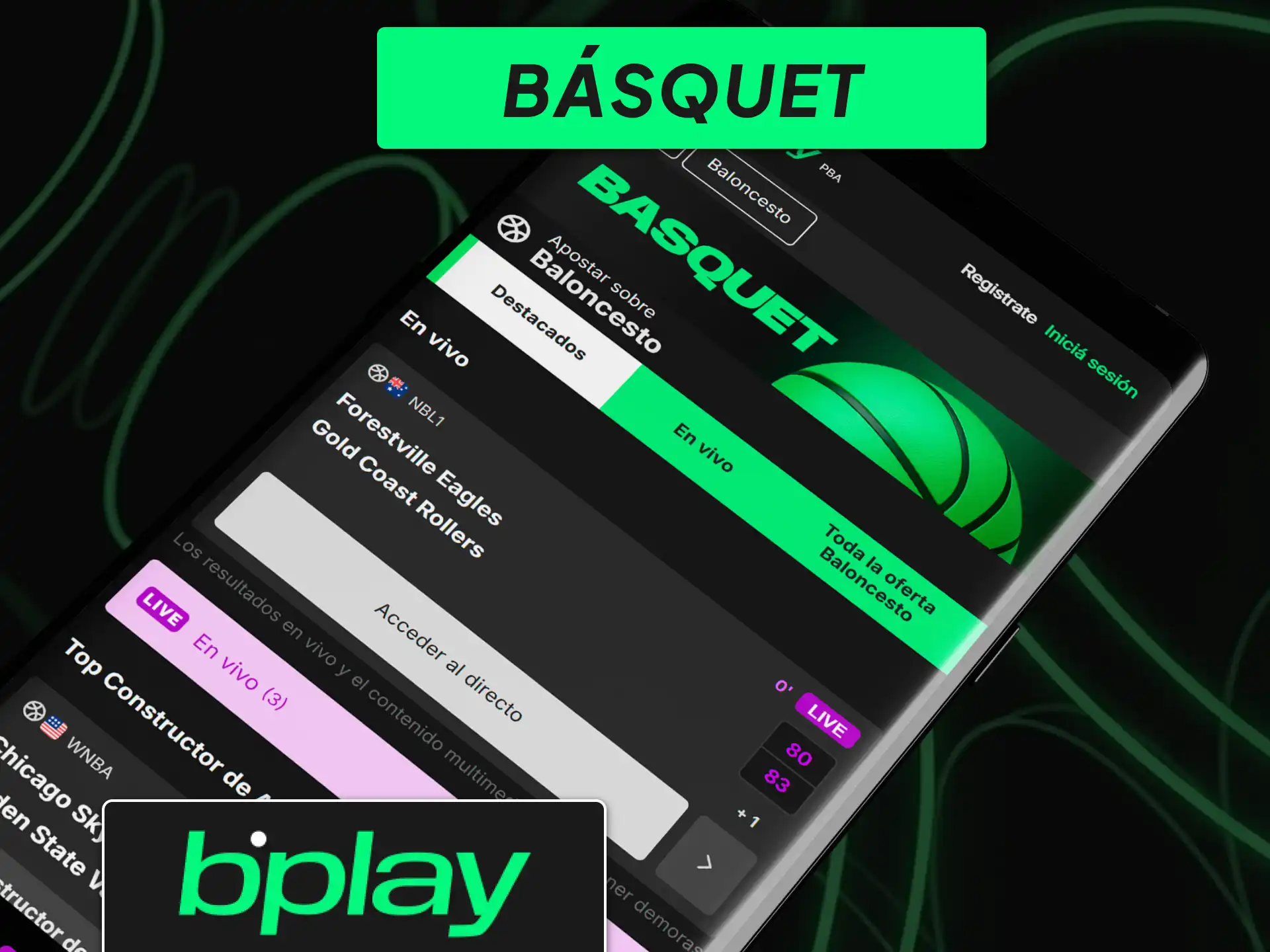 Opciones de apuestas de básquetbol en bplay con líneas para partidos de la NBA y Liga Nacional.