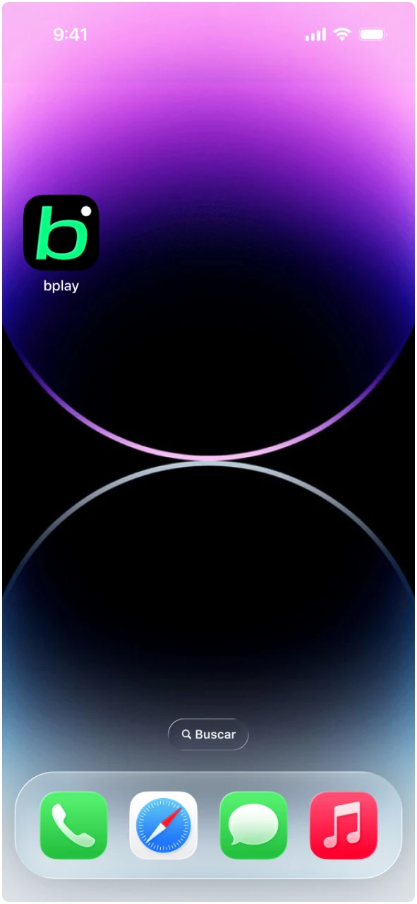 Ícono de la aplicación bplay instalado en la pantalla de inicio del iPhone.