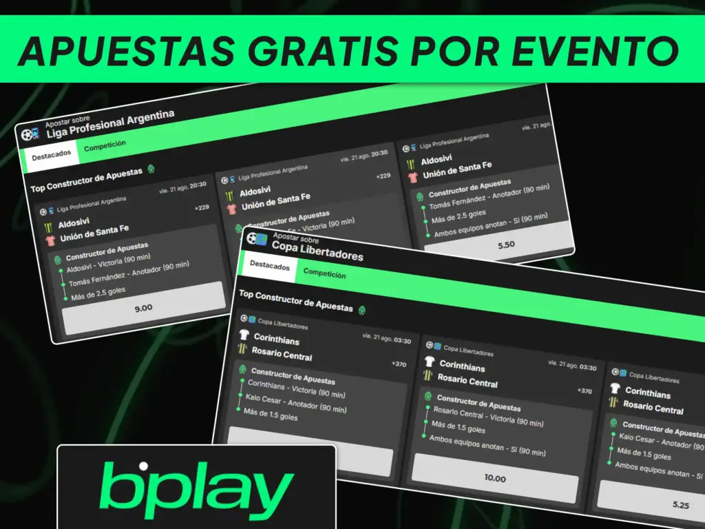 Promoción de freebets y apuestas gratis para partidos destacados de fútbol en bplay.