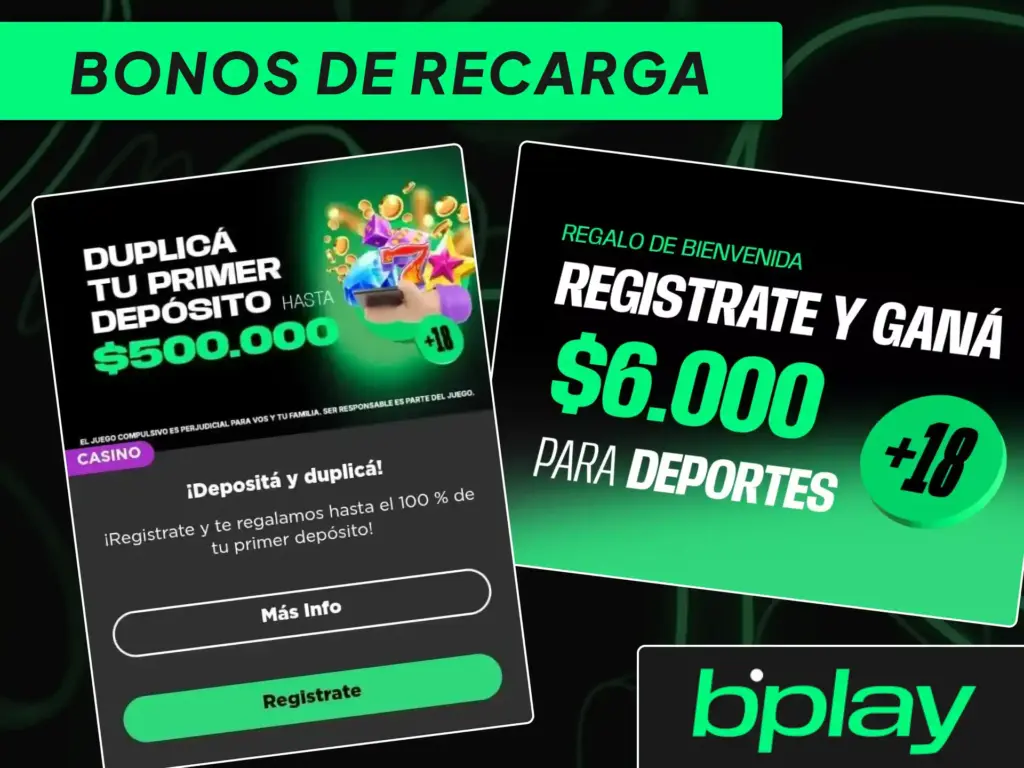 Oferta de bonos por saldo adicional al realizar depósitos en la cuenta de bplay.