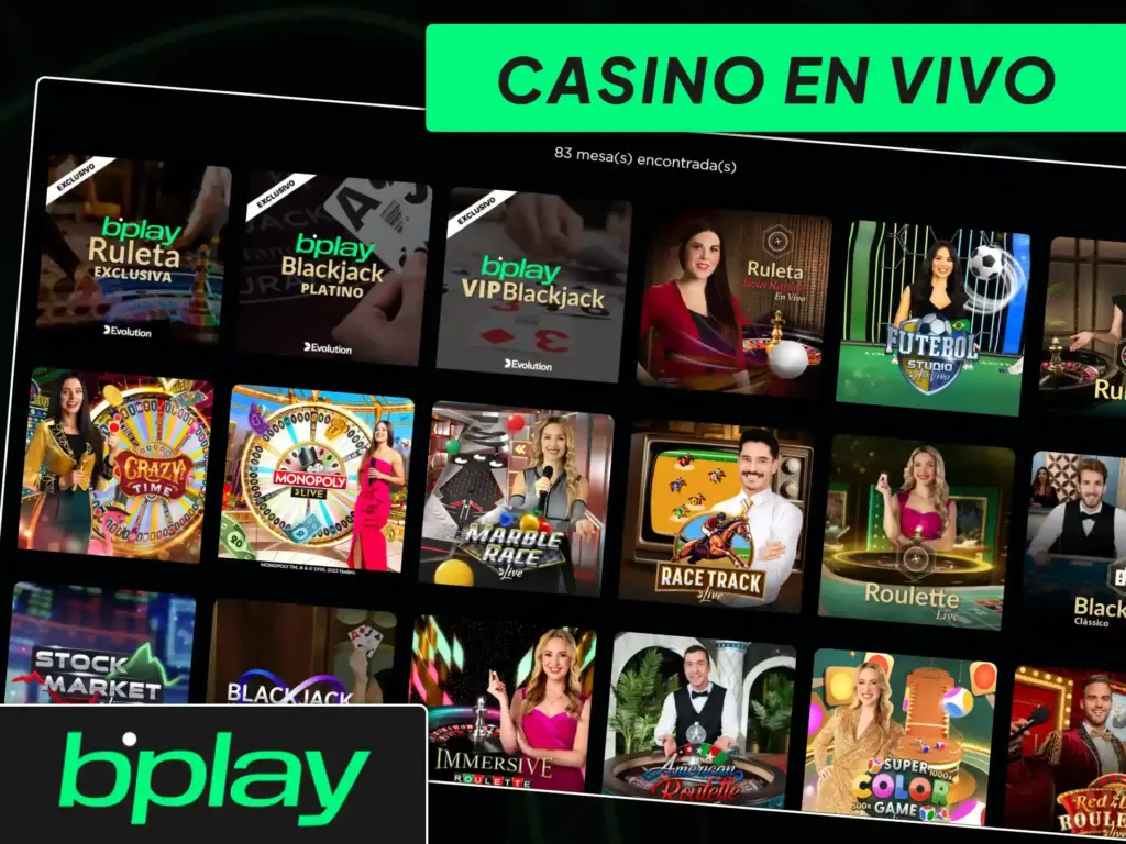 Transmisión en directo de mesas de casino en vivo con crupieres reales en bplay.