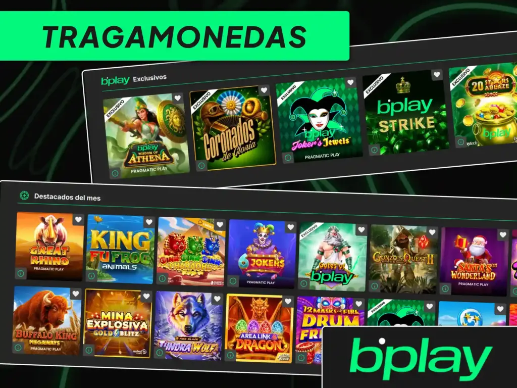 Selección de máquinas tragamonedas y slots virtuales disponibles en bplay Argentina.