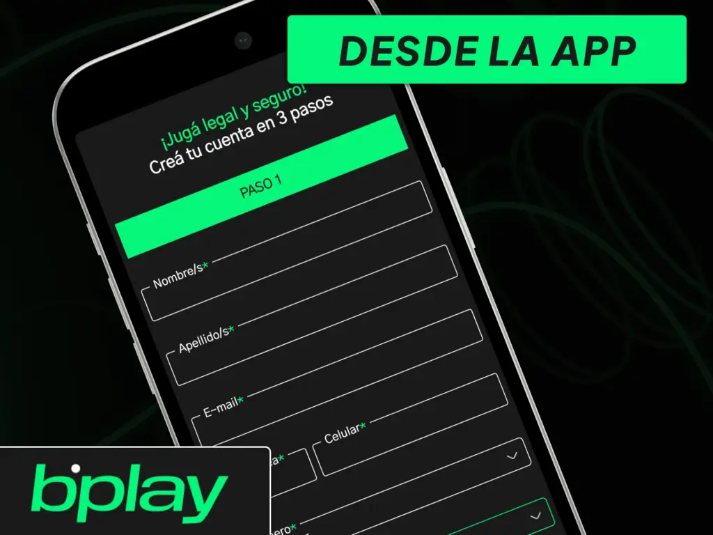Descarga la aplicación bplay e inicia el proceso de registro.