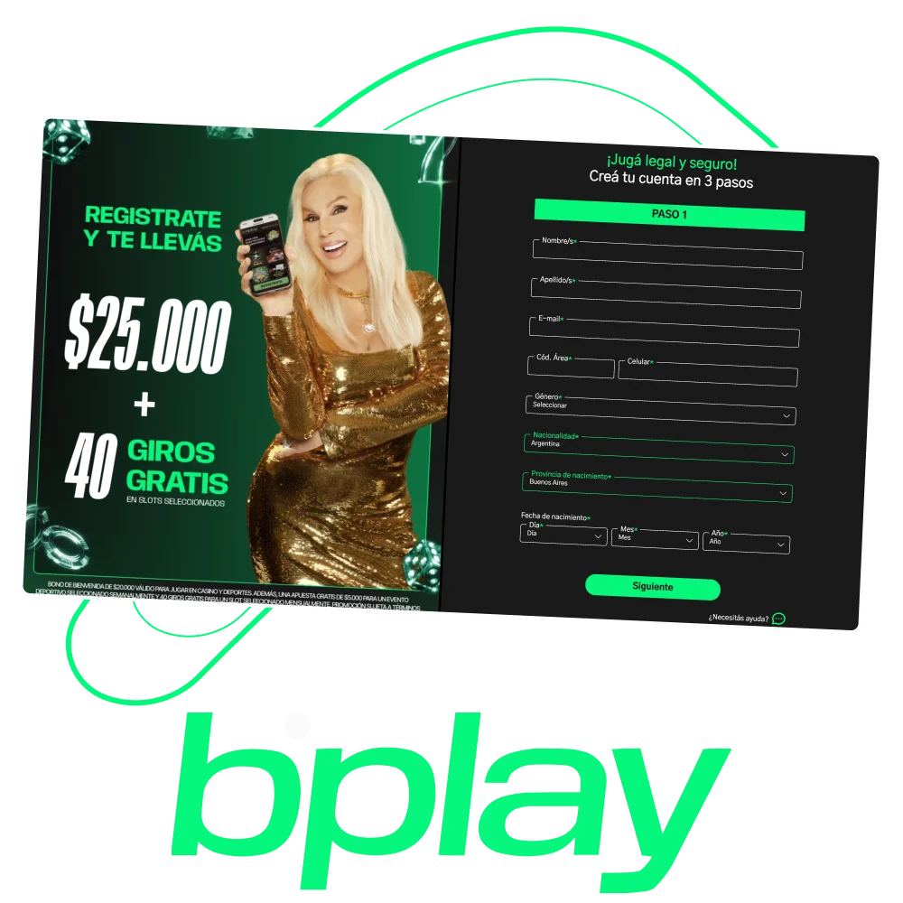 Crea tu cuenta en pocos pasos en la plataforma oficial de bplay.